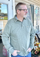 Southern Marsh Slub Polo - Long Sleeve - Sandstone or Washed Blue - Southern Slub Polo -Jimberly's Boutique-Olive Branch-Mississippi