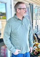 Southern Marsh Slub Polo - Long Sleeve - Sandstone or Washed Blue - Southern Slub Polo -Jimberly's Boutique-Olive Branch-Mississippi