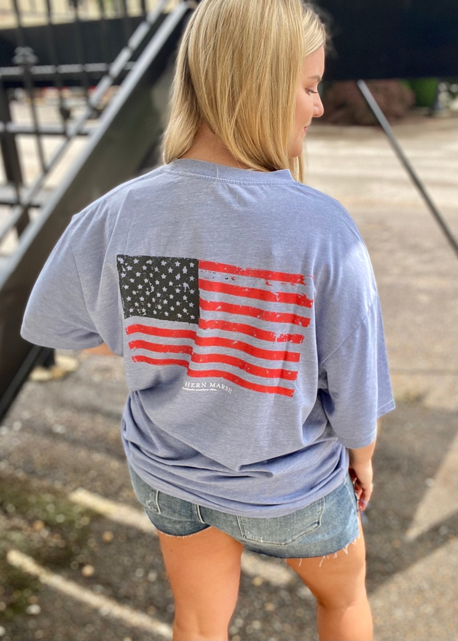 Southern Marsh Seawash Tee - Vintage Flag Blue - Jimberly's Boutique