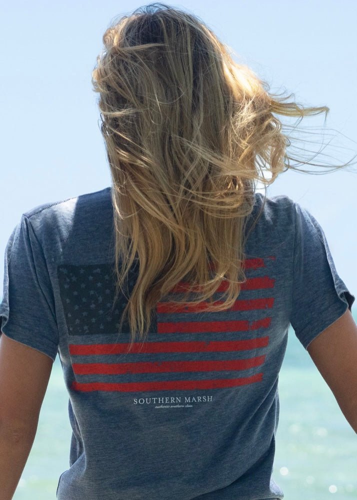 Southern Marsh Seawash Tee - Vintage Flag Blue - Jimberly's Boutique