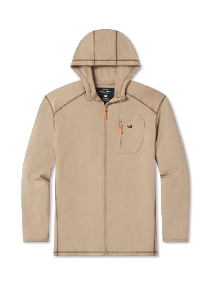 Southern Marsh | Tidal Performance Stretch Zip Hoodie | Khaki - Southern Marsh Hoodie Sweatshirt - Jimberly's Boutique