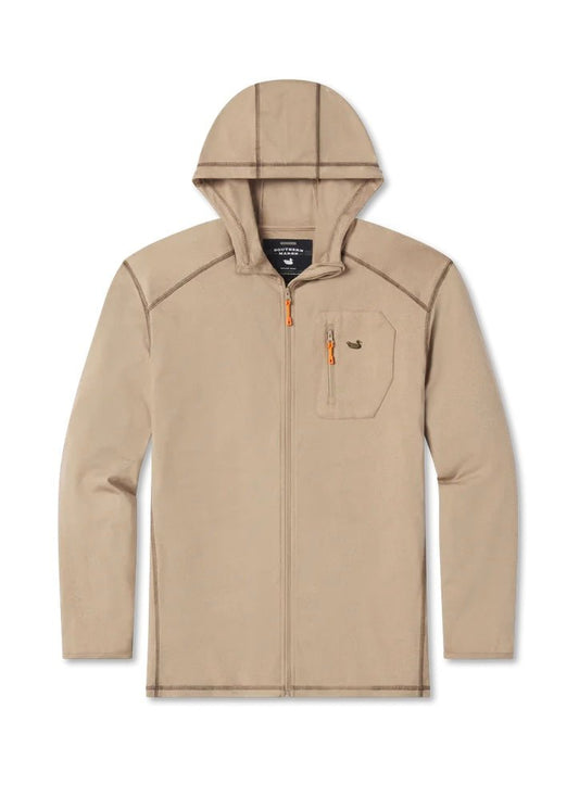 Southern Marsh | Tidal Performance Stretch Zip Hoodie | Khaki - Southern Marsh Hoodie Sweatshirt - Jimberly's Boutique