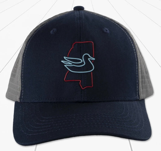 Southern Marsh Trucker Hat - Original Outline - Mississippi - Navy - Jimberly's Boutique