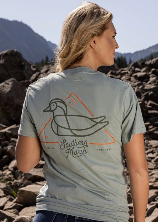 Southern Marsh Warning Duck Tee - Burnt Sage - Jimberly's Boutique