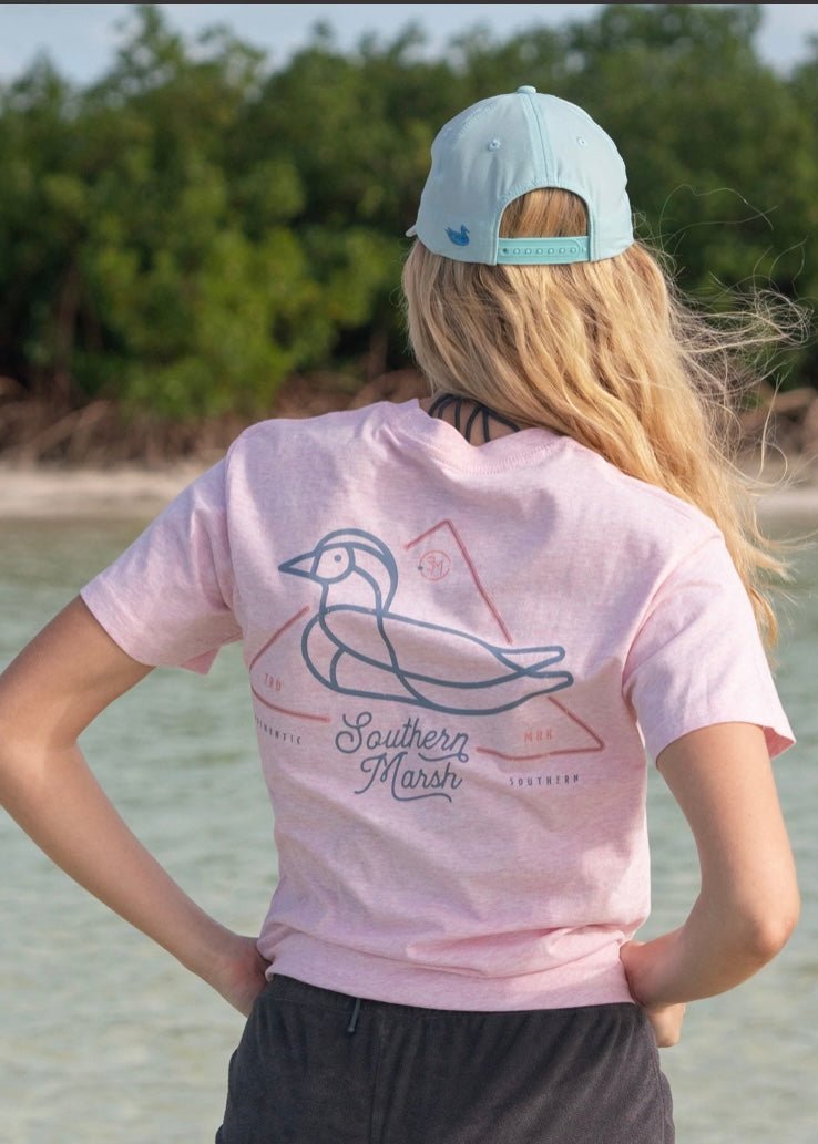 Southern Marsh Warning Duck Tee - Washed Camelia - Southern Marsh Graphic Tee -Jimberly's Boutique-Olive Branch-Mississippi