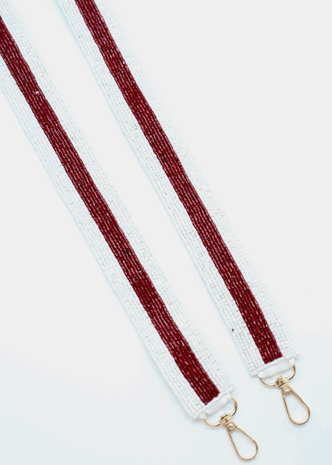 Striped Beaded Crossbody Strap - Crimson - Jimberly's Boutique