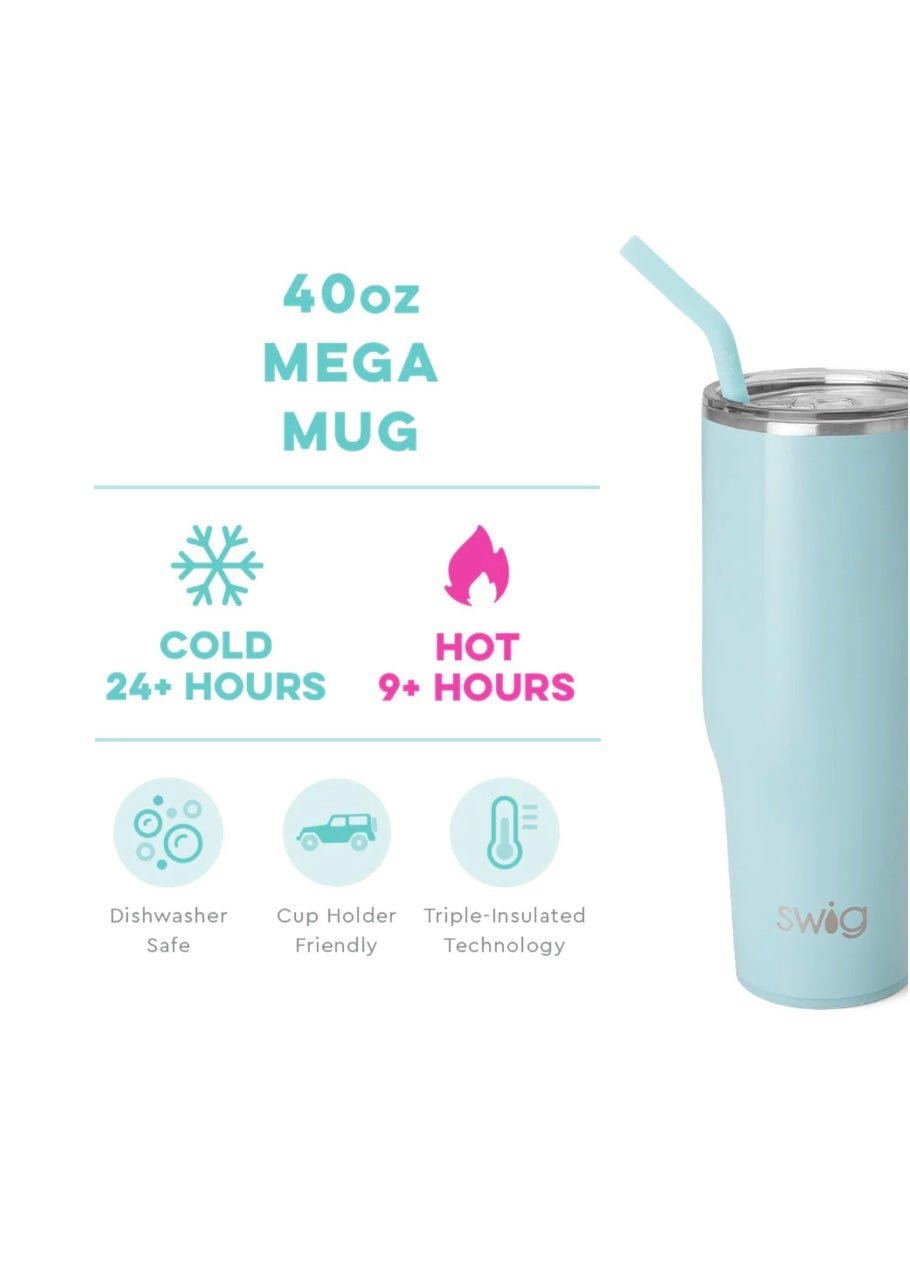 Swig Mega Mug 40 oz - Shimmer Aquamarine - Jimberly's Boutique