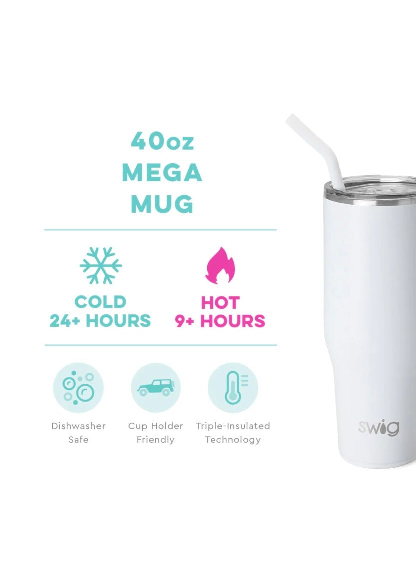 Swig Mega Mug 40 oz - White - Jimberly's Boutique