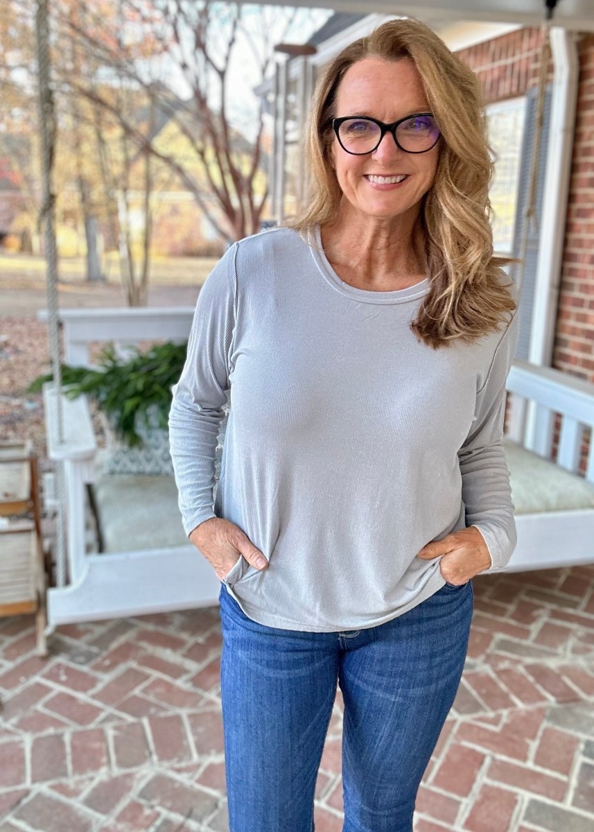Take It Easy Top - Lt Grey - Casual Top -Jimberly's Boutique-Olive Branch-Mississippi