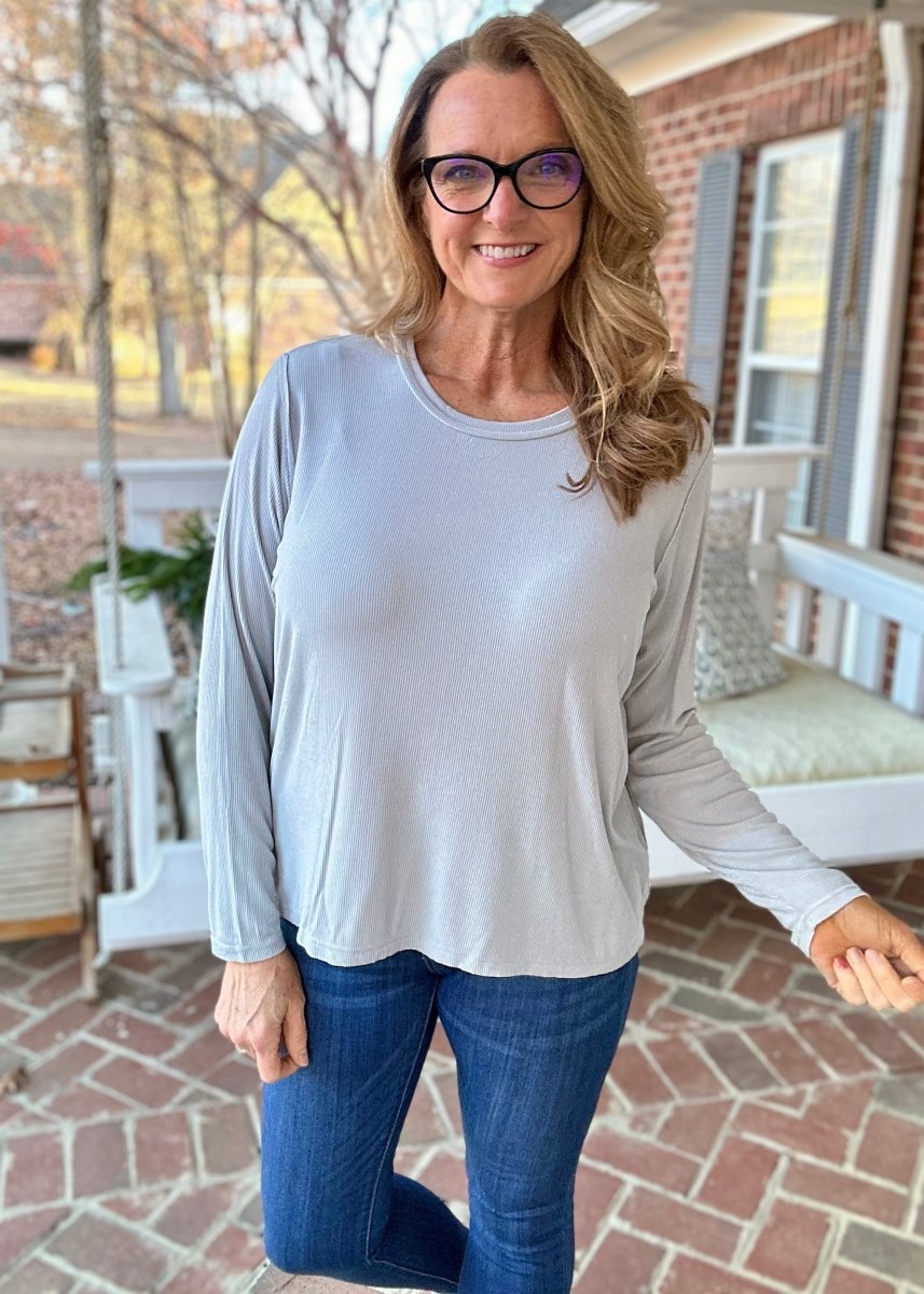 Take It Easy Top - Lt Grey - Casual Top -Jimberly's Boutique-Olive Branch-Mississippi