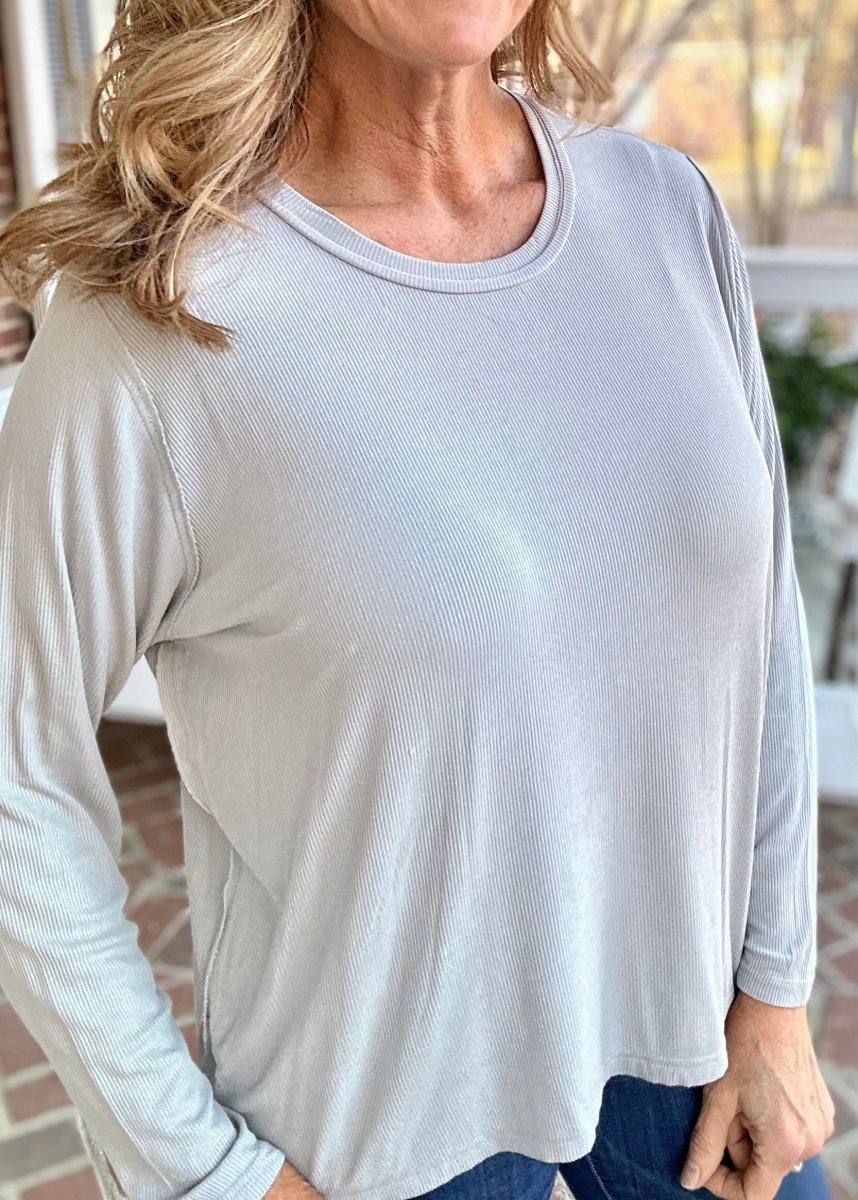 Take It Easy Top - Lt Grey - Casual Top -Jimberly's Boutique-Olive Branch-Mississippi