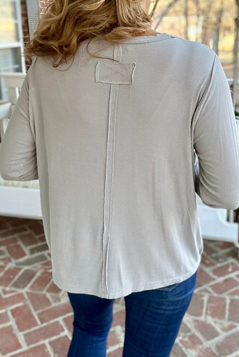 Take It Easy Top - Lt Grey - Casual Top -Jimberly's Boutique-Olive Branch-Mississippi