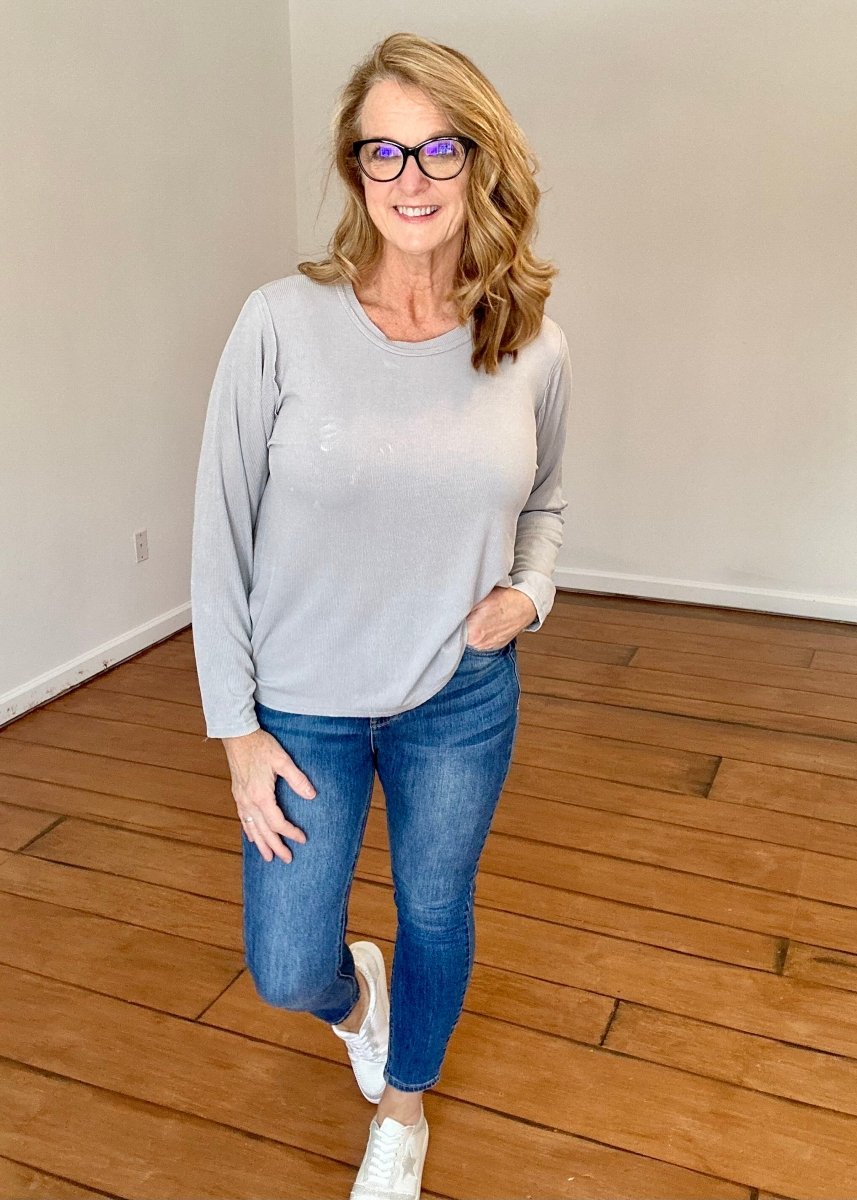 Take It Easy Top - Lt Grey - Casual Top -Jimberly's Boutique-Olive Branch-Mississippi