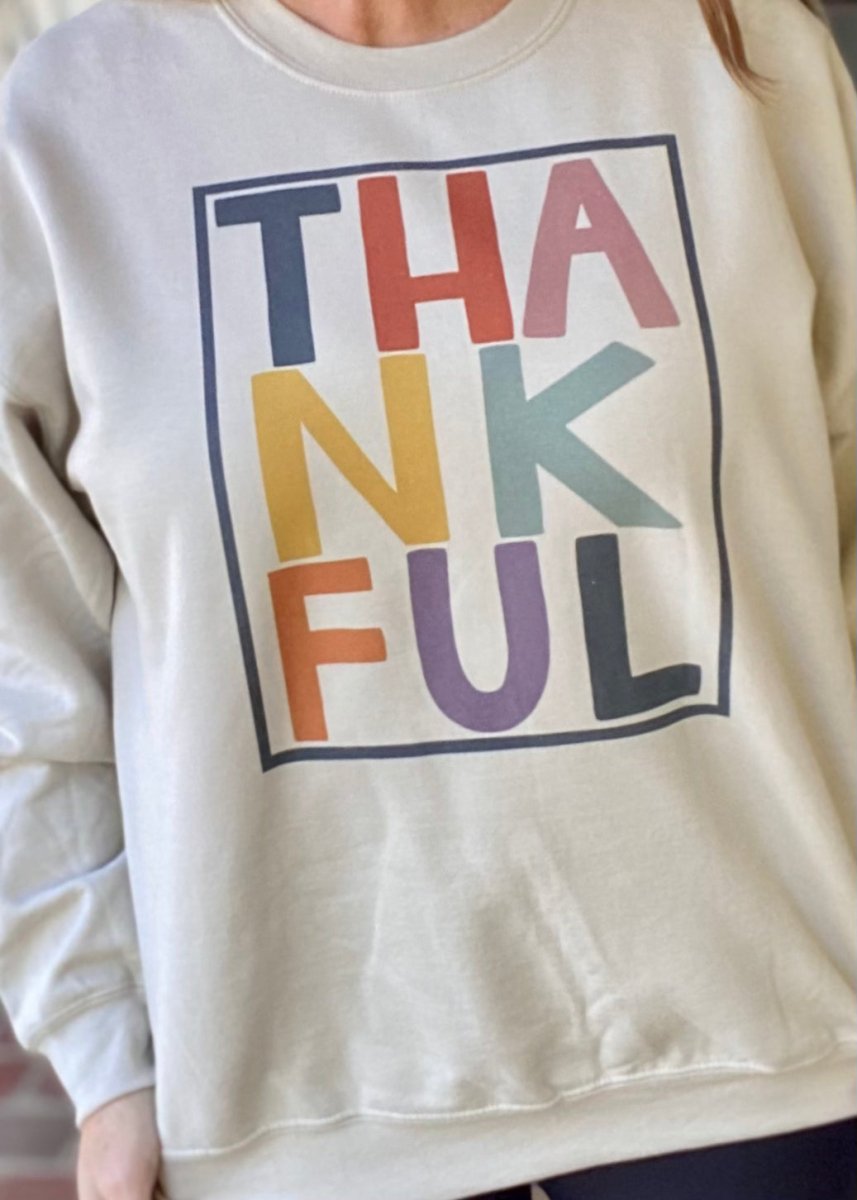 Thankful Sweatshirt - Tan - Graphic Tee - Jimberly's Boutique - Olive Branch - Mississippi