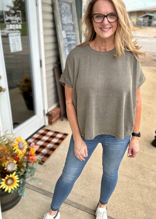 The Carlisle Ribbed Top - Olive - Shirts & Tops - Jimberly's Boutique