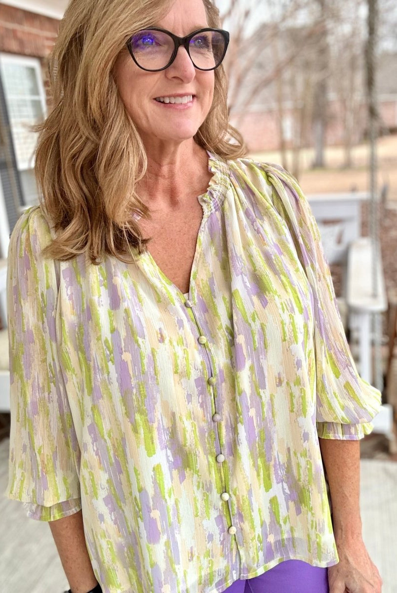 The Only One Top - Chartreuse Multi - Entro Top -Jimberly's Boutique-Olive Branch-Mississippi