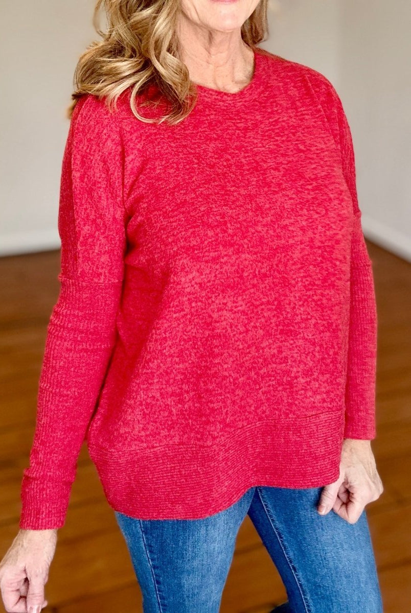 Trisha Dolman Sleeve Sweater - Red | Zenana - -Jimberly's Boutique-Olive Branch-Mississippi