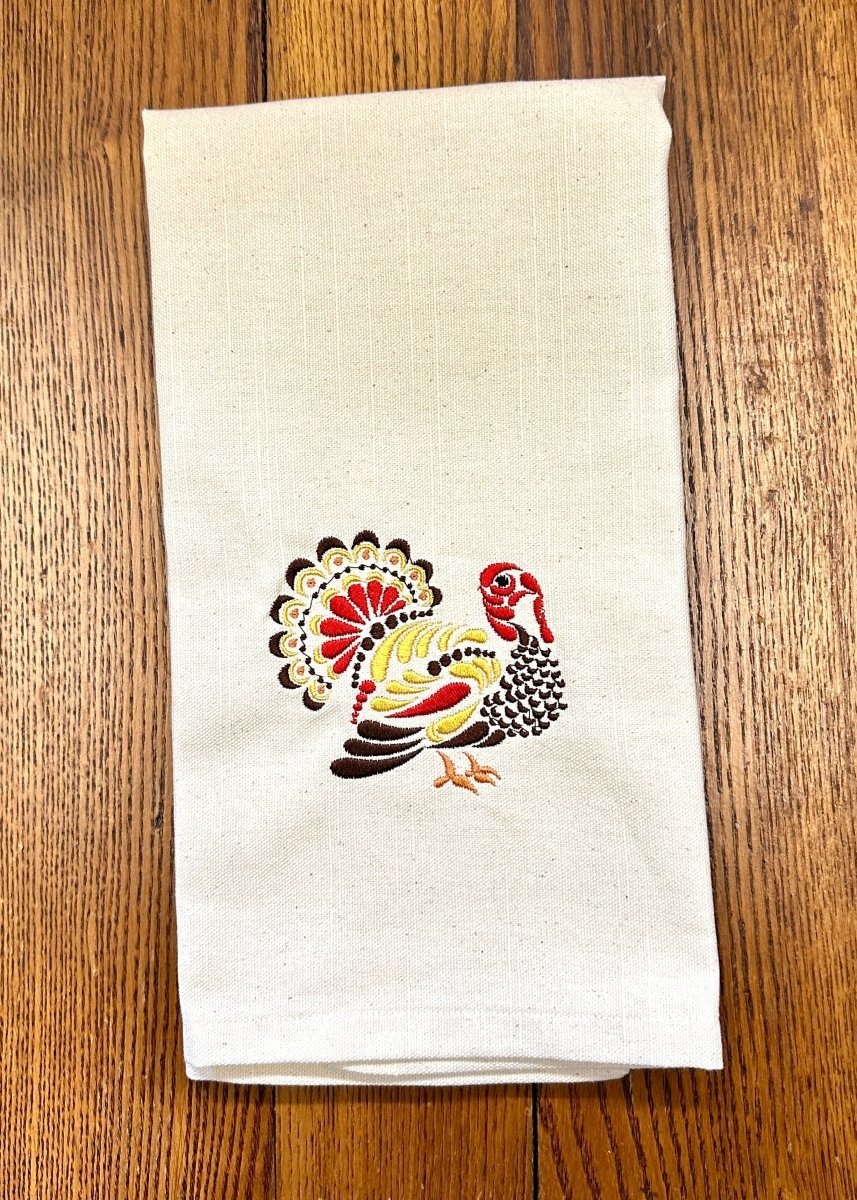 Turkey Multi Color Beige Embroidered Tea Towel - tea towel - Jimberly's Boutique