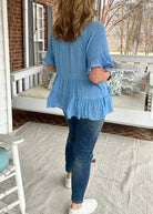 Umgee | All About Ruffles Top | Azure Blue | (Curvy Too) - Umgee Top -Jimberly's Boutique-Olive Branch-Mississippi