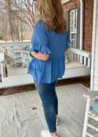 Umgee | All About Ruffles Top | Denim Blue - Casual Top -Jimberly's Boutique-Olive Branch-Mississippi