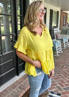 Umgee | All About Ruffles Top | Lemon - Casual Top -Jimberly's Boutique-Olive Branch-Mississippi