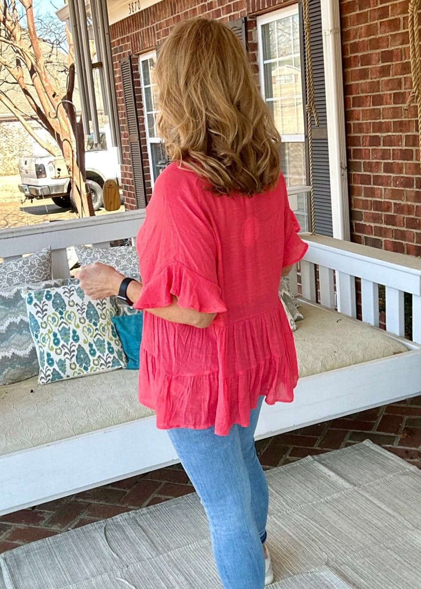 Umgee | All About Ruffles Top | Strawberry - -Jimberly's Boutique-Olive Branch-Mississippi