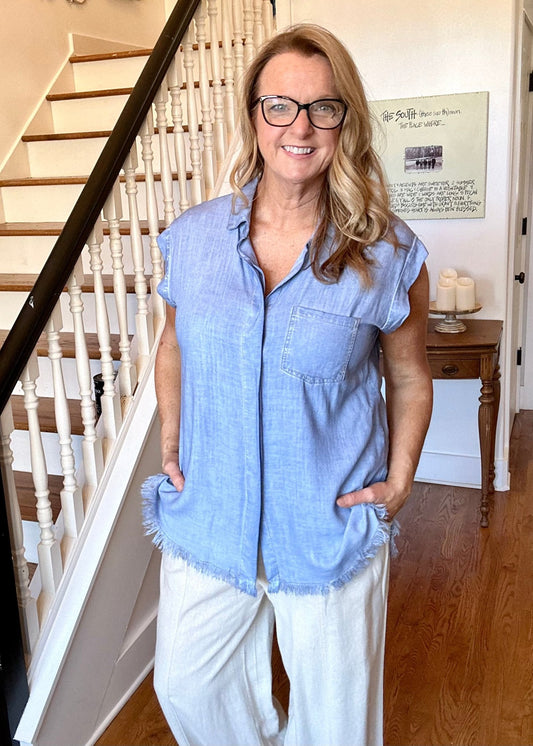 Umgee All For Nothing Top - Denim Blue - Jimberly's Boutique