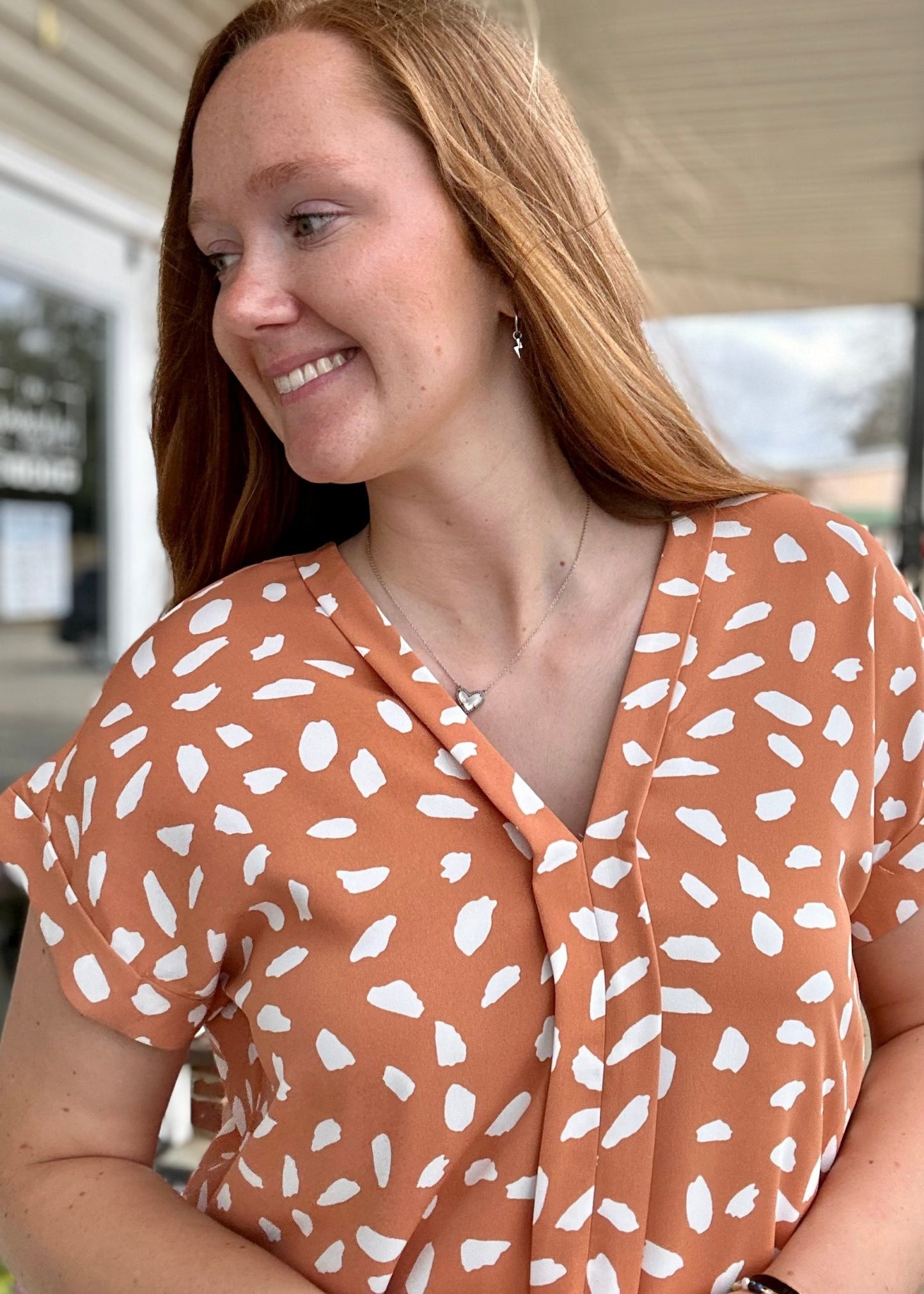 Umgee Apricot Dalmatian Print Dress - Jimberly's Boutique