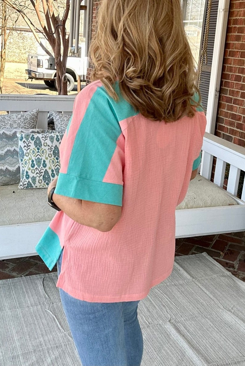 Umgee Color Block Rugby High Low Top - Casual Top -Jimberly's Boutique-Olive Branch-Mississippi