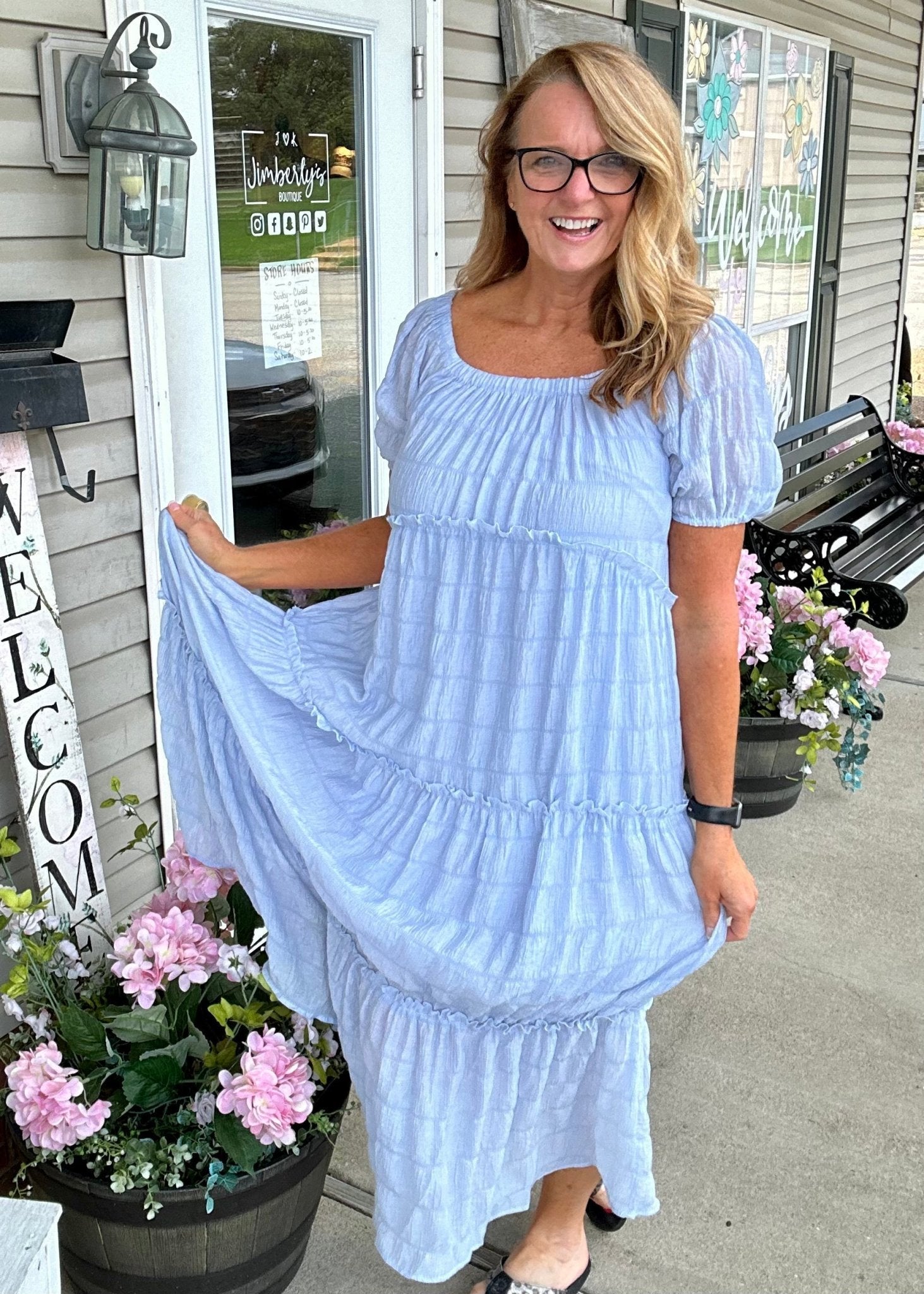 Umgee Free Flowin' Tiered Maxi Dress - Lt Blue - Umgee Dress -Jimberly's Boutique-Olive Branch-Mississippi