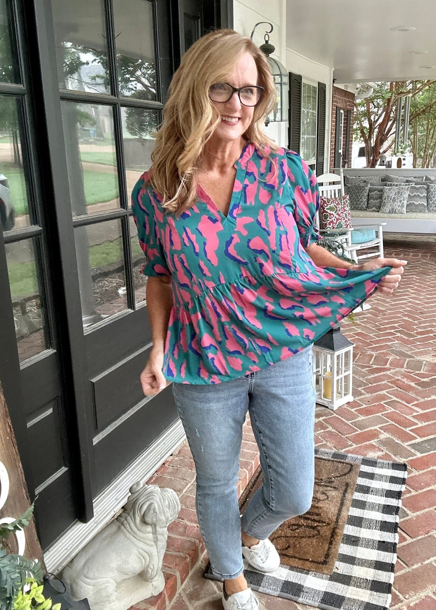 Umgee Multi-color Animal Print Top - Casual Top - Jimberly's Boutique