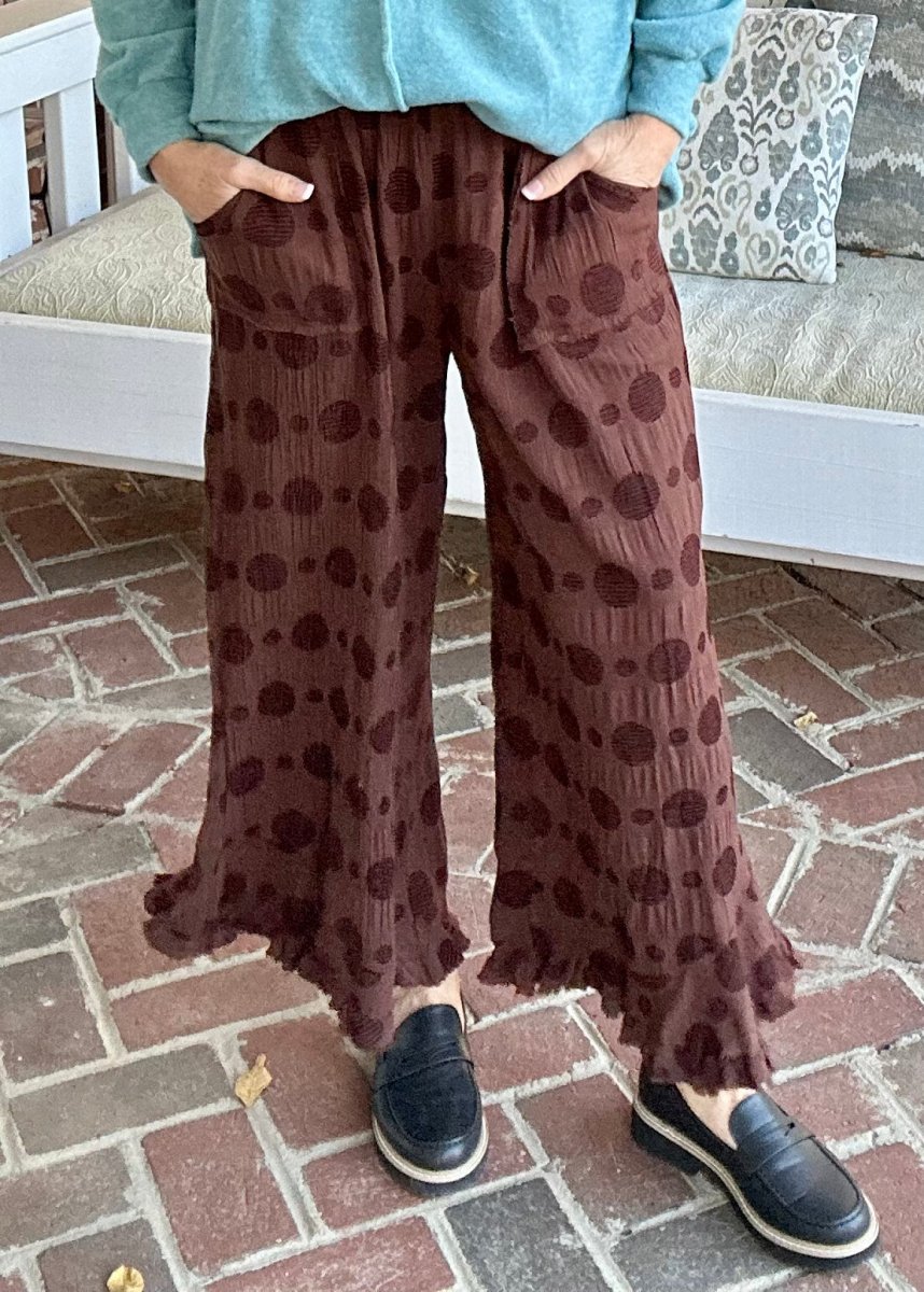 Umgee | Solid Dotted | Pants | Brown - pants - Jimberly's Boutique