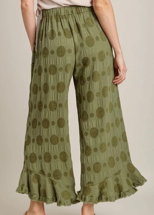 Umgee Solid Dotted Pants - Olive - pants - Jimberly's Boutique