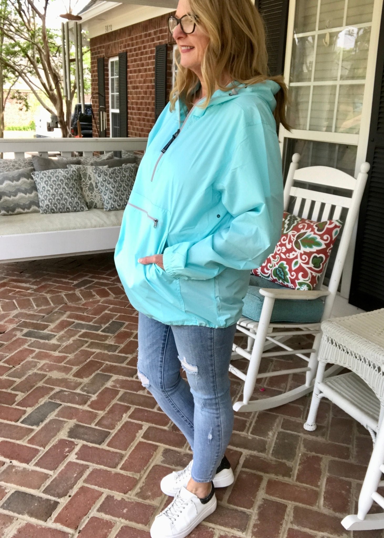 Unlined Pullover Rain Jacket--Aqua - Jimberly's Boutique