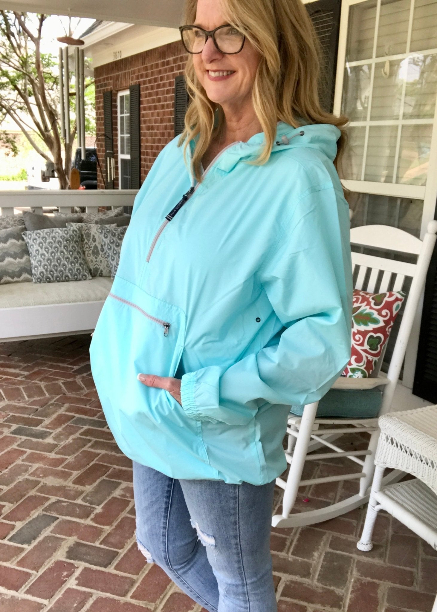 Unlined Pullover Rain Jacket--Aqua - Jimberly's Boutique