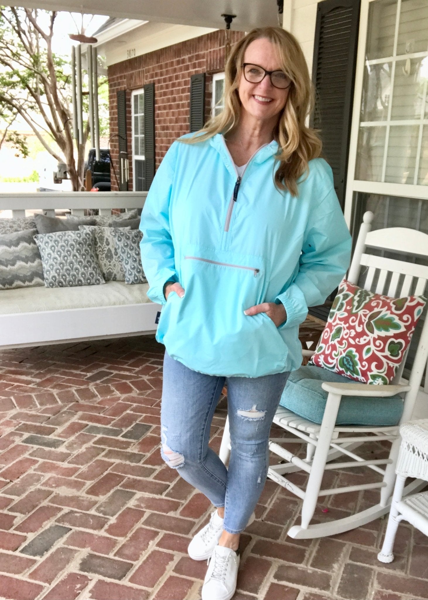 Unlined Pullover Rain Jacket--Aqua - Jimberly's Boutique