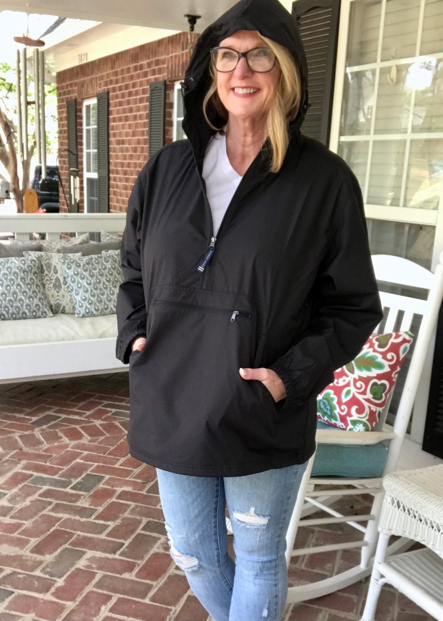 Unlined Pullover Rain Jacket--Black - Jimberly's Boutique