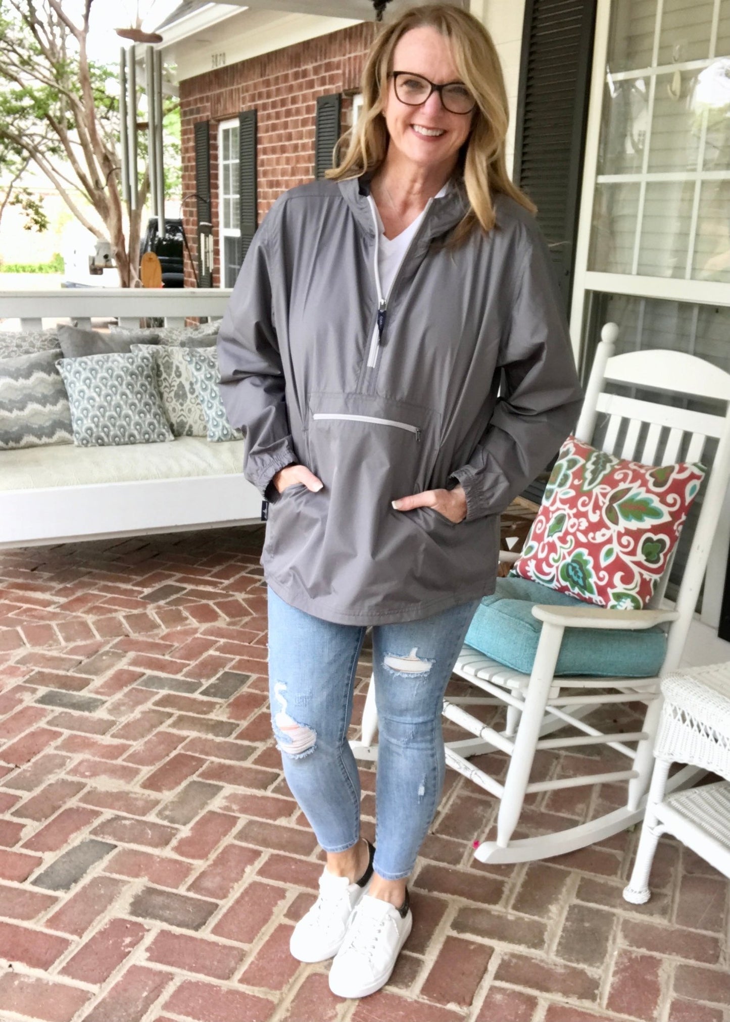 Unlined Pullover Rain Jacket--Grey - Jimberly's Boutique