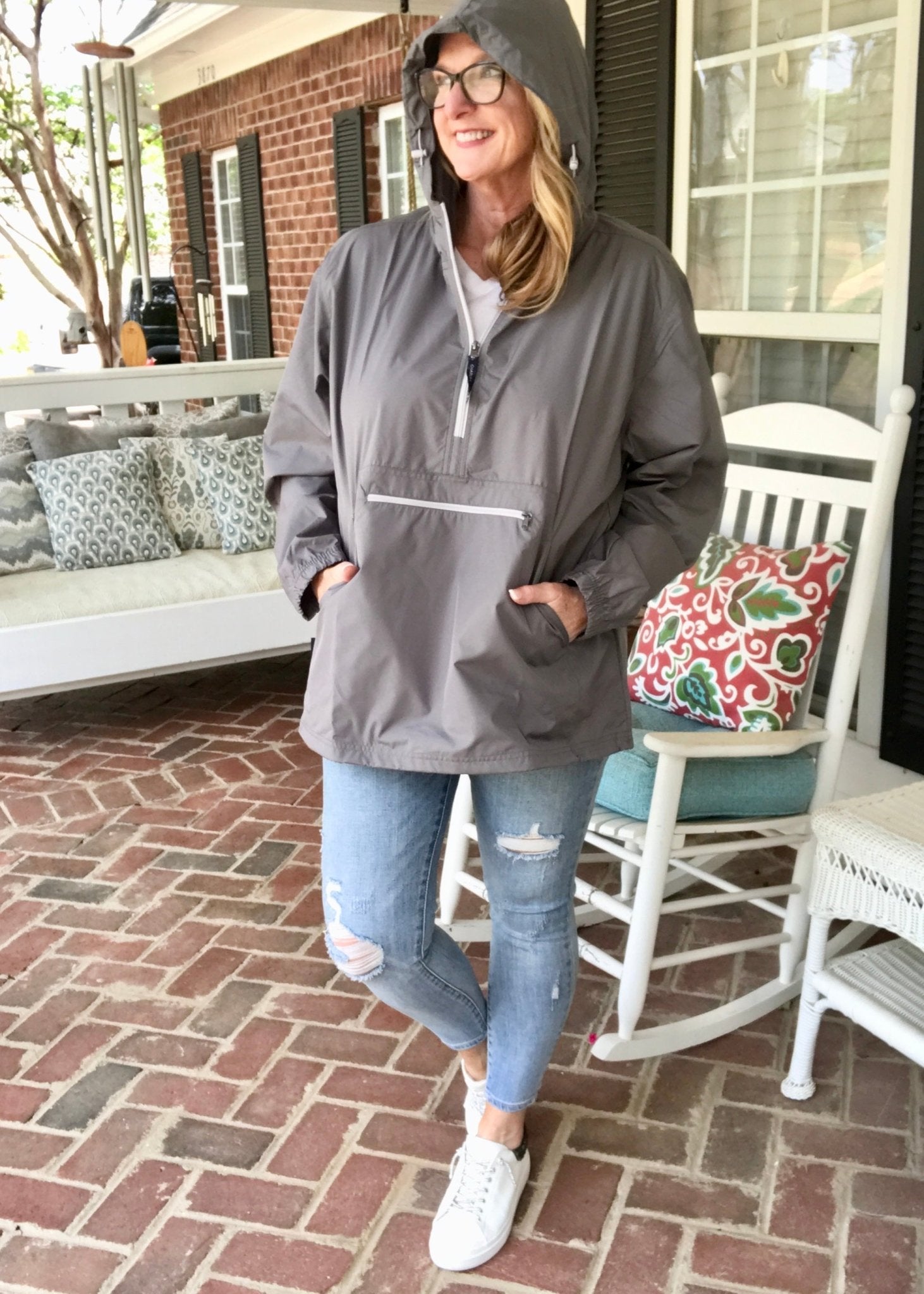 Unlined Pullover Rain Jacket--Grey - Jimberly's Boutique
