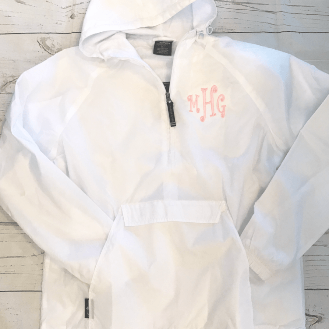 Monogrammed Unlined Lightweight Pullover Rain Jacket