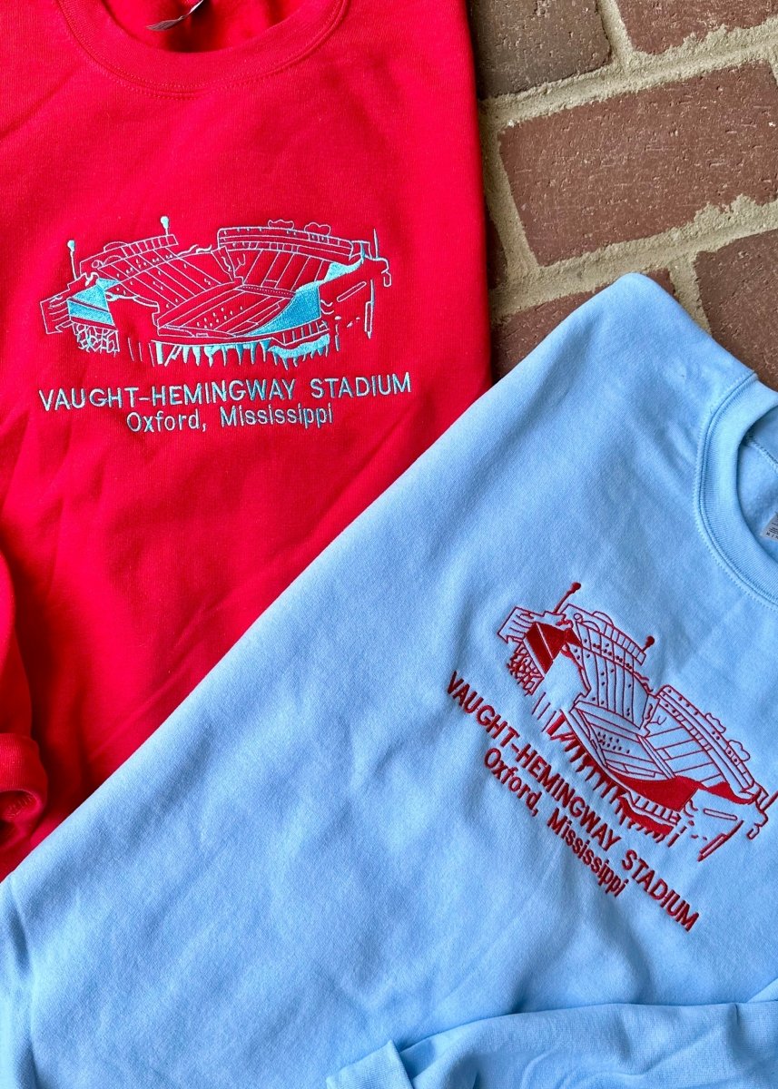 Vaught-Hemingway Stadium Embroidered Sweatshirt - Graphic Tee -Jimberly's Boutique-Olive Branch-Mississippi