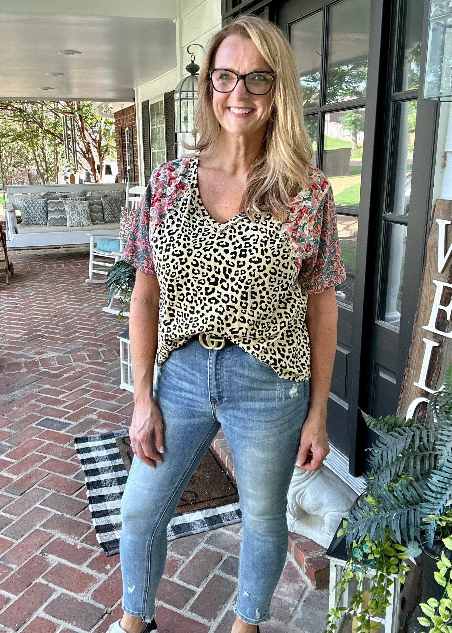 Walk On The Wild Side V Neck Top - Casual Top - Jimberly's Boutique