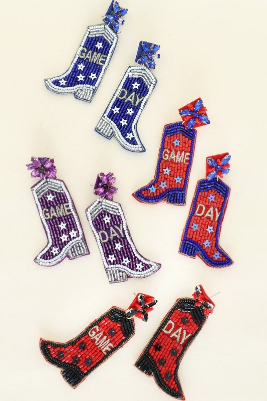 Western Game Day Cowboy Boots Earrings - earrings - Jimberly's Boutique