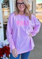 Wifey Embroidered Long Sleeve - Light Pink - Embroidered Sweatshirt -Jimberly's Boutique-Olive Branch-Mississippi