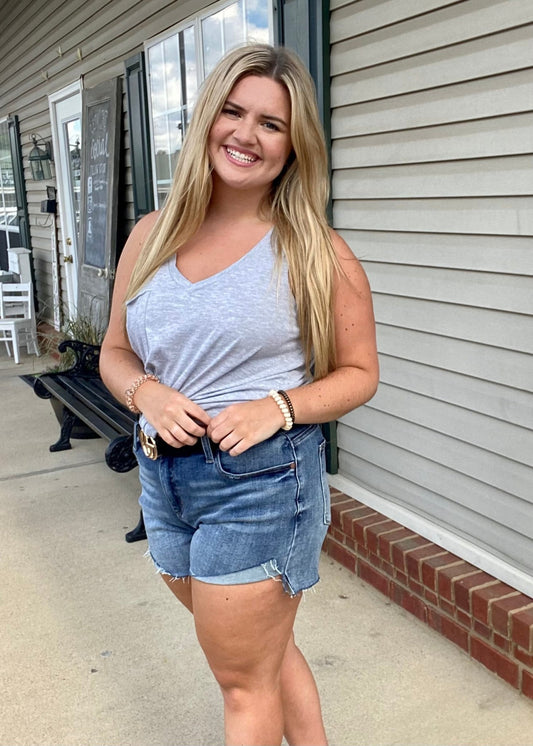 Z Supply Pocket Racerback Tank - Heather Grey Burnout - Jimberly's Boutique