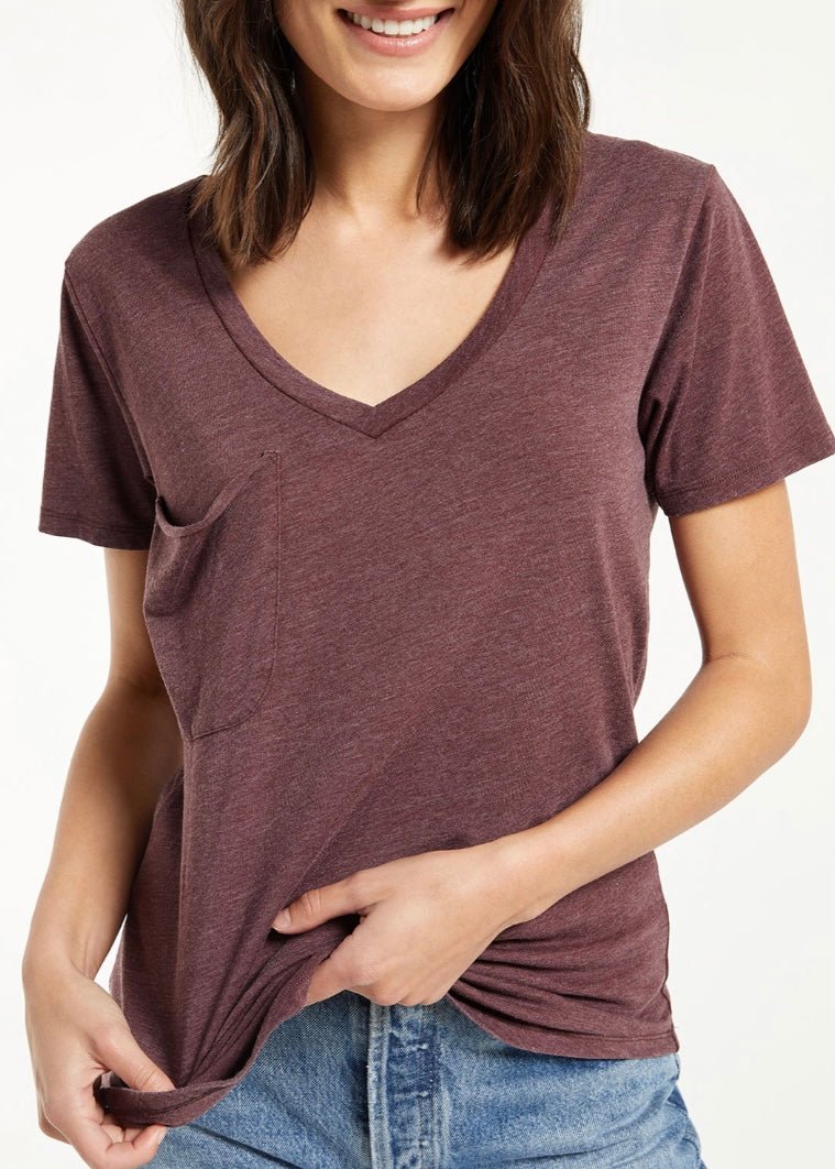 Z Supply Pocket Tee - Crimson - Jimberly's Boutique