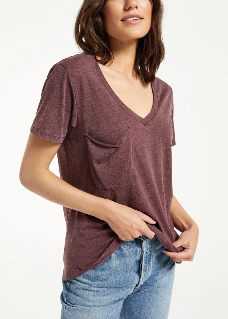 Z Supply Pocket Tee - Crimson - Jimberly's Boutique