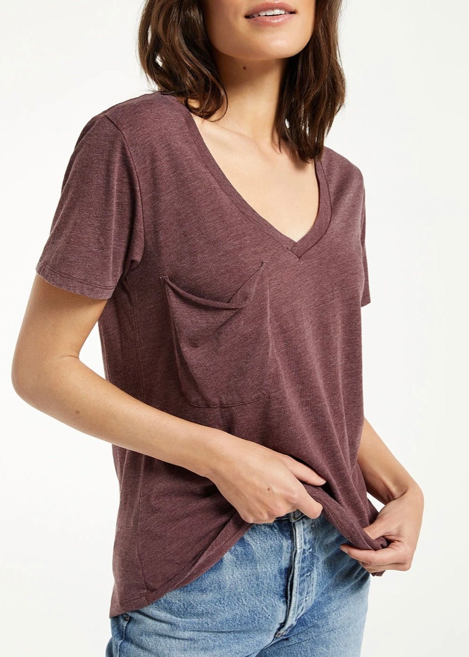 Z Supply Pocket Tee - Crimson - Jimberly's Boutique