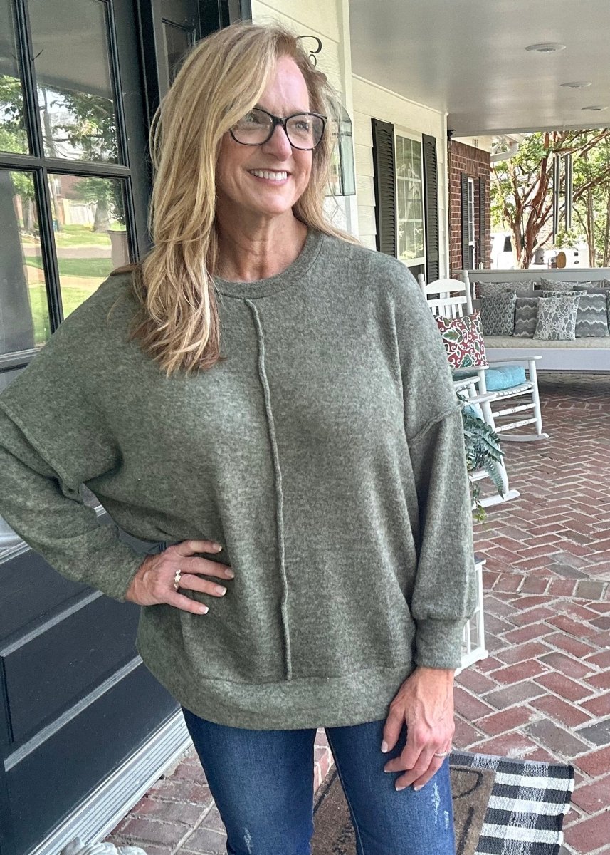 Zenana Cuddle Up Sweater | Dark Olive | Olive Branch | MS - sweater - Jimberly's Boutique