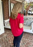 Zenana Draped Front Top - Ruby Red - Shirts & Tops -Jimberly's Boutique-Olive Branch-Mississippi